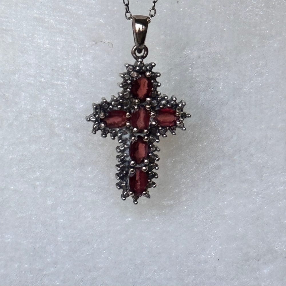 Unique Sterling & Gem Cross